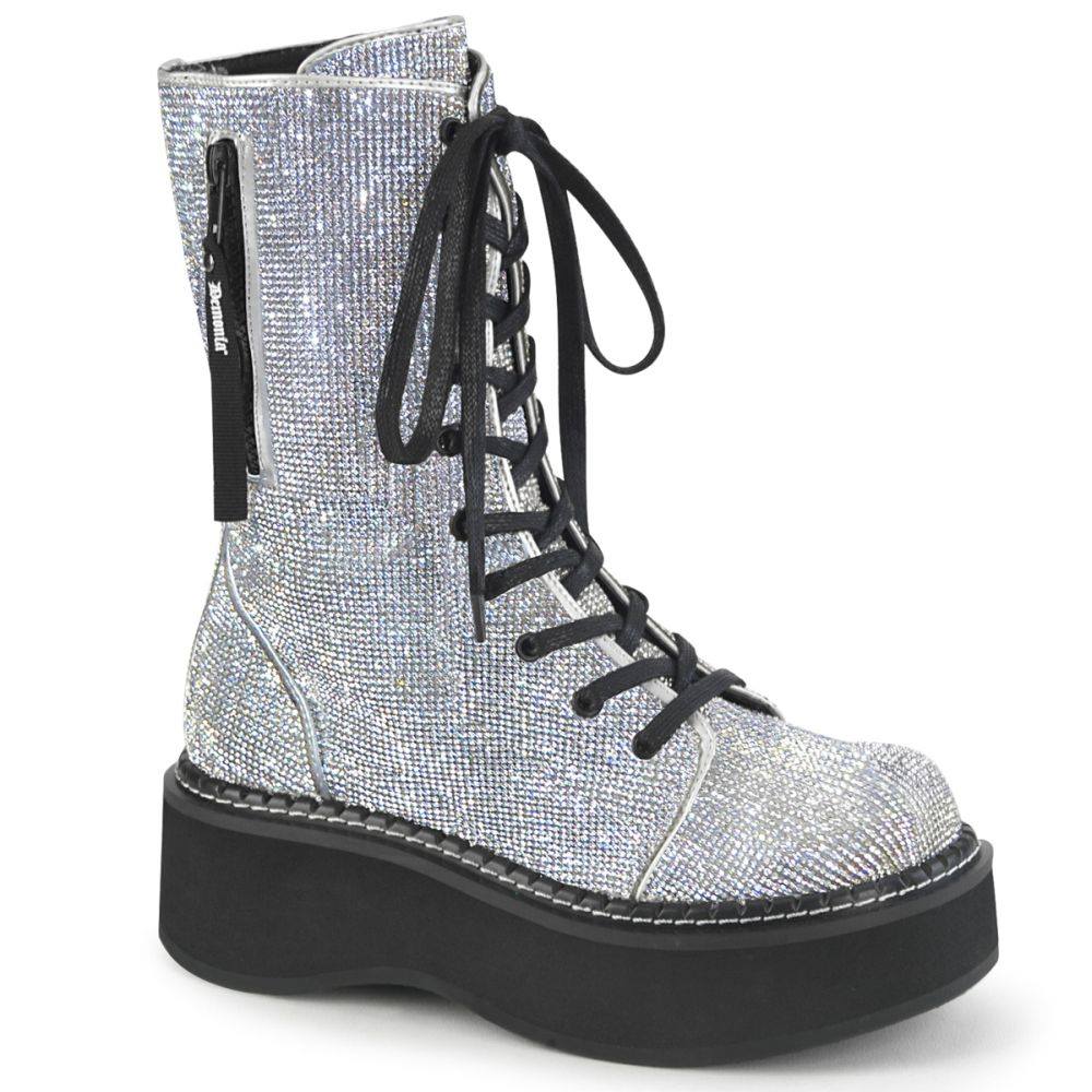 DemoniaCult - EMILY362 Bottes de plateforme - Couleur argent/Noir Product image